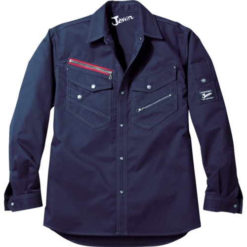 トラスコ中山 Jawin ナガソデシャツ 5Lサイズ ネービー(ご注文単位1着)【直送品】