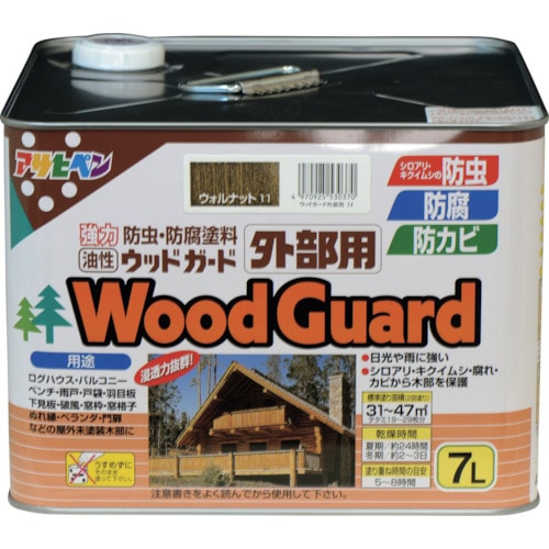 トラスコ中山 アサヒペン ウッドガード外部用 7L ウォルナット(ご注文単位1缶)【直送品】