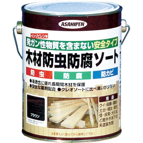 トラスコ中山 アサヒペン 木材防虫防腐ソート1L ブラウン(ご注文単位1缶)【直送品】