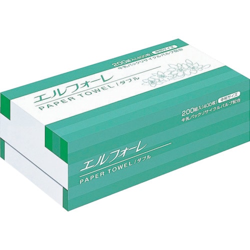 トラスコ中山 エリエール エルフォーレ ペーパータオルダブル 200組(中判) 30パック入（ご注文単位1ケース）【直送品】