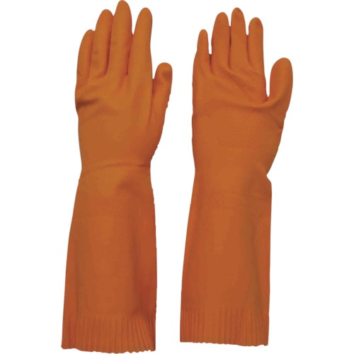 トラスコ中山 ダンロップ 天然ゴム厚手 裏毛付 M オレンジ(ご注文単位1組)【直送品】