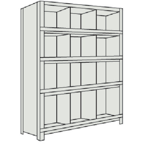 トラスコ中山 TRUSCO スチール製軽量ボルト式棚 縦仕切前当付 W875×D300×H1800 3列4段 ネオグレー(ご注文単位1台)【直送品】