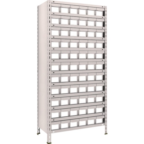 トラスコ中山 TRUSCO スチールラック 軽量棚 875X450X1800 樹脂引出NG 小X66 ネオグレー(ご注文単位1台)【直送品】