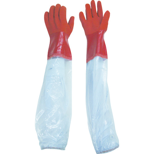 トラスコ中山 ビニスター 腕カバー付手袋 ビニスター腕カバー付ソフト M(ご注文単位1組)【直送品】