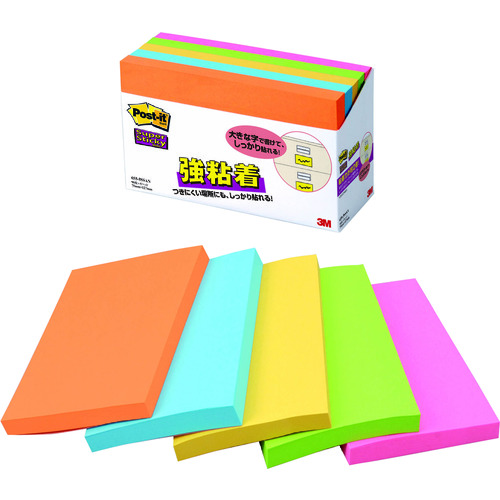 トラスコ中山 3M ふせん ポスト・イット ノート 強粘着ノート混色5個パック(ご注文単位1箱)【直送品】