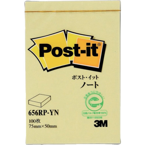 トラスコ中山 3M ポスト・イット 75X50mm 100枚入り イエロー(ご注文単位1パック)【直送品】