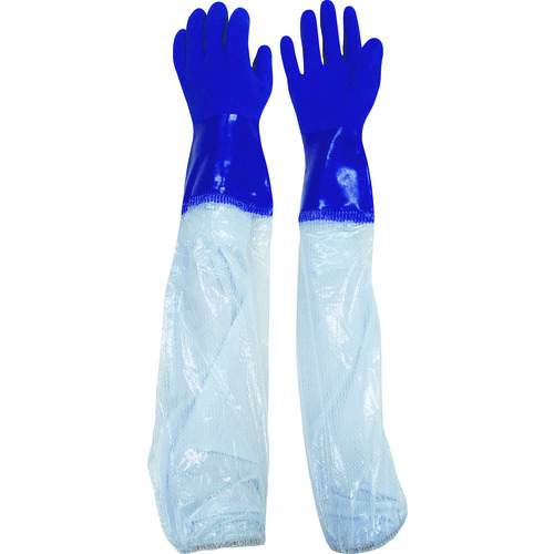 トラスコ中山 ビニスター 腕カバー付手袋 ビニスター腕カバー付耐油 M(ご注文単位1組)【直送品】