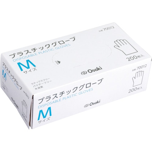 トラスコ中山 オオサキメディカル プラスチックグローブ M 透明 200枚入(ご注文単位1箱)【直送品】