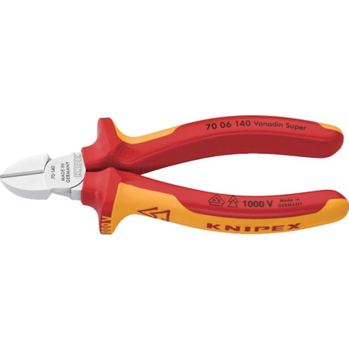 トラスコ中山 KNIPEX 絶縁1000V電工ニッパー 140mm(ご注文単位1個)【直送品】