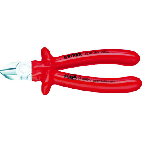 トラスコ中山 KNIPEX 絶縁1000V斜ニッパー 160mm 835-6482(ご注文単位1個)【直送品】