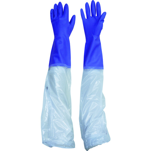 トラスコ中山 ビニスター 腕カバー付手袋 ビニスター腕カバー付フルールあつ手 バイオレット M(ご注文単位1組)【直送品】