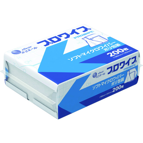 トラスコ中山 エリエール ウエス プロワイプ ソフトマイクロワイパー ポリ包装 200枚×72P入り(ご注文単位1ケース)【直送品】
