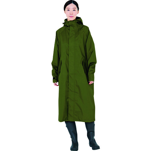 >トラスコ中山 カジメイク 7440 サイクルモードレインコート オリーブ L(ご注文単位1着)【直送品】