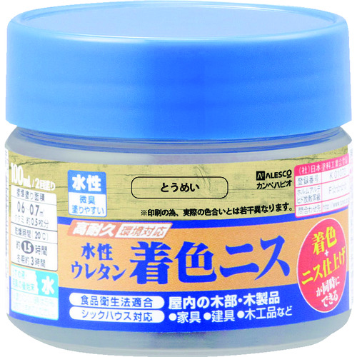 トラスコ中山 KANSAI 水性ウレタン着色ニス 100ml とうめい(ご注文単位1個)【直送品】