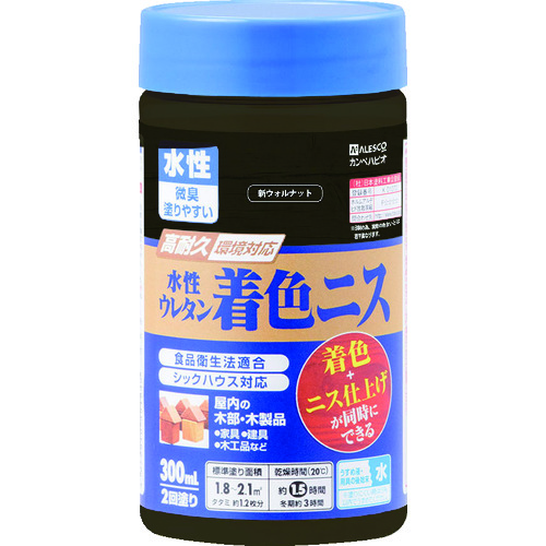 トラスコ中山 KANSAI 水性ウレタン着色ニス 300ml 新ウォルナット(ご注文単位1個)【直送品】