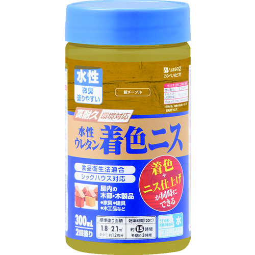 トラスコ中山 KANSAI 水性ウレタン着色ニス 300ml 新メープル(ご注文単位1個)【直送品】