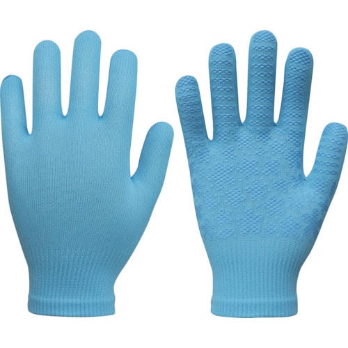 トラスコ中山 福徳 日本製すべり止め手袋 らくって ライトブルー(ご注文単位1組)【直送品】