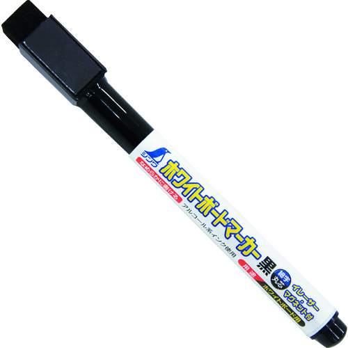 トラスコ中山 シンワ ホワイトボードマーカー 黒 細字 丸芯 イレーザー・マグネット付(ご注文単位1本)【直送品】