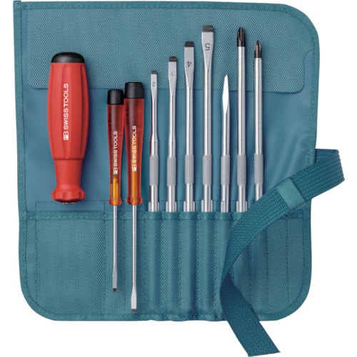 トラスコ中山 PBスイスツールズ 差替式ドライバーセット 9本組 ペトロール(ご注文単位1セット)【直送品】