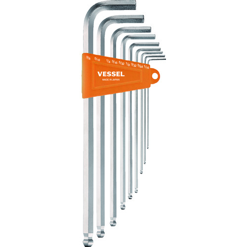 トラスコ中山 ベッセル 本締めボールポイントレンチ(ロングタイプ)(インチ)9本組 8309BP-LIN(ご注文単位1セット)【直送品】