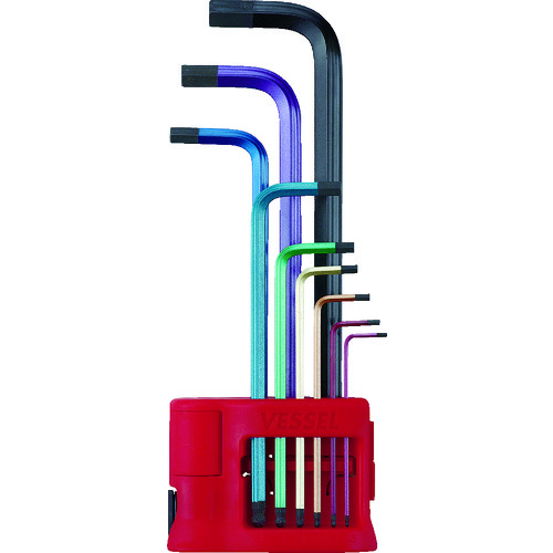 トラスコ中山 ベッセル レインボール L型レンチ No.8909BP(9本組)(ご注文単位1セット)【直送品】