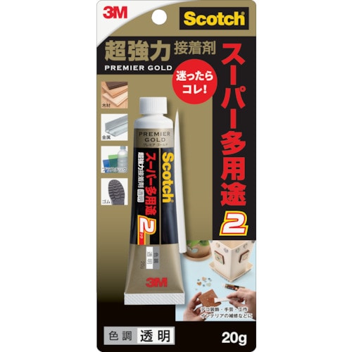トラスコ中山 3M スコッチ 超強力接着剤 プレミアゴールド スーパー多用途2 20g 透明（ご注文単位1本）【直送品】