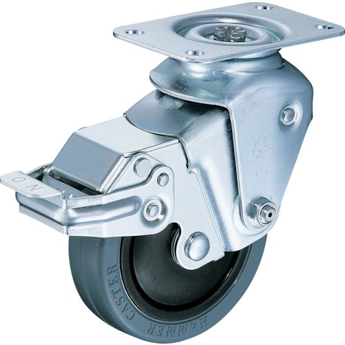 トラスコ中山 ハンマー クッションキャスター旋回式ゴム車輪 100mm 線径2.0mm ストッパー付(ご注文単位1個)【直送品】