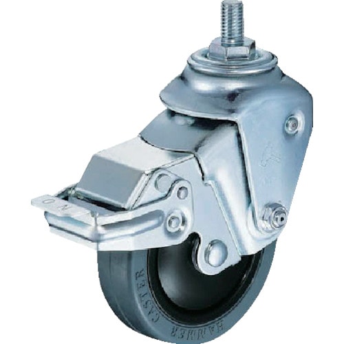 トラスコ中山 ハンマー クッションキャスターねじ込み旋回式ゴム車輪 100mm 線径2.6mm SP付(ご注文単位1個)【直送品】