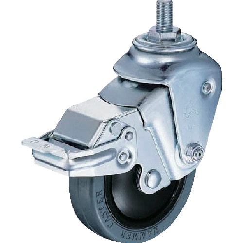 トラスコ中山 ハンマー クッションキャスターねじ込み旋回式ゴム車輪 100mm 線径2.9mm SP付(ご注文単位1個)【直送品】