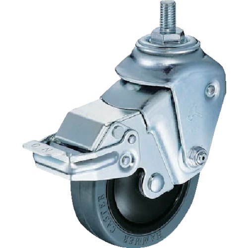 トラスコ中山 ハンマー クッションキャスターねじ込み旋回式ゴム車輪 100mm 線径3.2mm SP付(ご注文単位1個)【直送品】