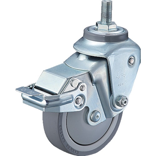 トラスコ中山 ハンマー クッションキャスターねじ込み旋回式ウレタン車輪100mm 線径3.2mm SP付(ご注文単位1個)【直送品】