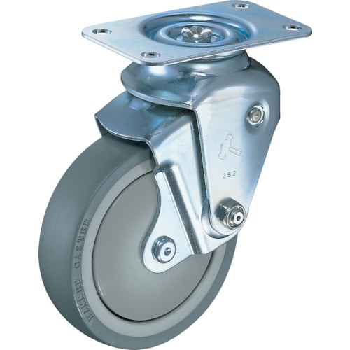 トラスコ中山 ハンマー クッションキャスター旋回式ウレタン車輪100mm 線径2.3mm(ご注文単位1個)【直送品】