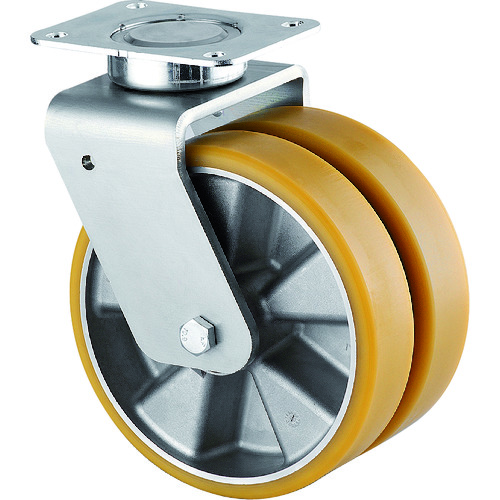 トラスコ中山 テンテキャスター 重荷重用高性能双輪キャスター“DELTA TWIN”(ポリウレタン車輪・メンテナンスフリー) φ160 自在式(ご注文単位1個)【直送品】