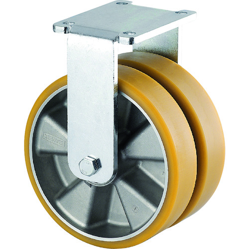 トラスコ中山 テンテキャスター 重荷重用高性能双輪キャスター“DELTA TWIN”(ポリウレタン車輪・メンテナンスフリー) φ125 固定式(ご注文単位1個)【直送品】