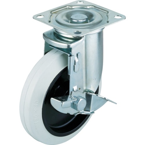 トラスコ中山 ワコー エアーキャスター(自在車ストッパー付) 125mm ホワイトゴム車 365-7655(ご注文単位1個)【直送品】