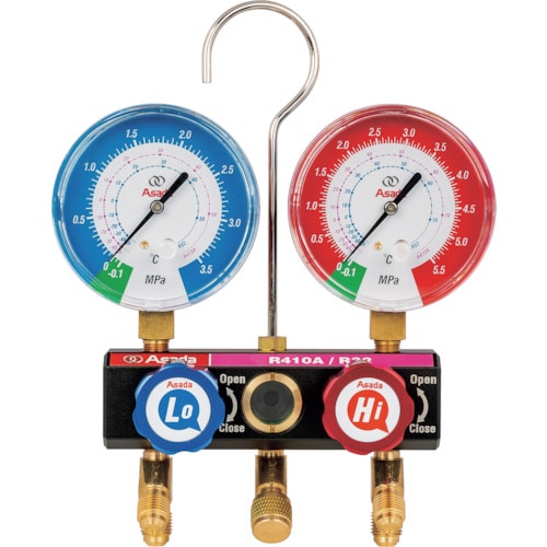 トラスコ中山 アサダ ボールバルブ式マニホールドADキット R410A、R32 ケース付 92cm(ご注文単位1セット)【直送品】