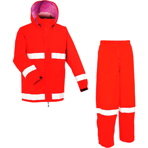 トラスコ中山 前垣 AP700レインスーツ(反射付) レスキューオレンジ Lサイズ(ご注文単位1着)【直送品】