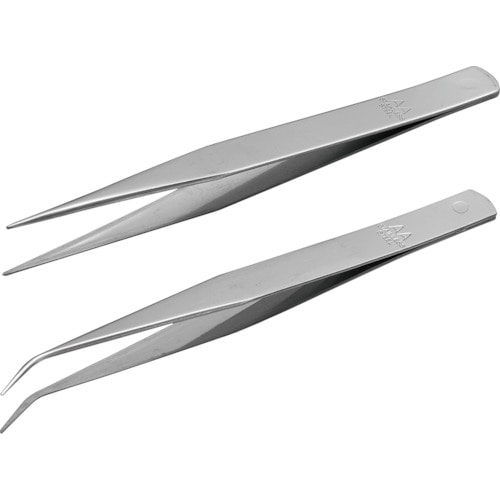 トラスコ中山 アネックス ピンセット AA125mm 2本組 (直・先曲)(ご注文単位1袋)【直送品】
