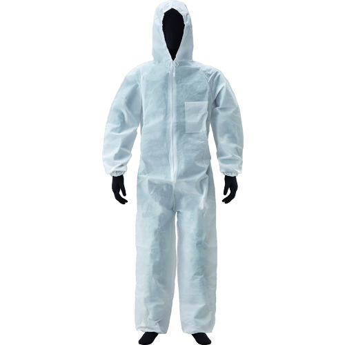 トラスコ中山 アゼアス 使い捨て保護服 PP続服 AZ WORK 白色 L（ご注文単位1着）【直送品】