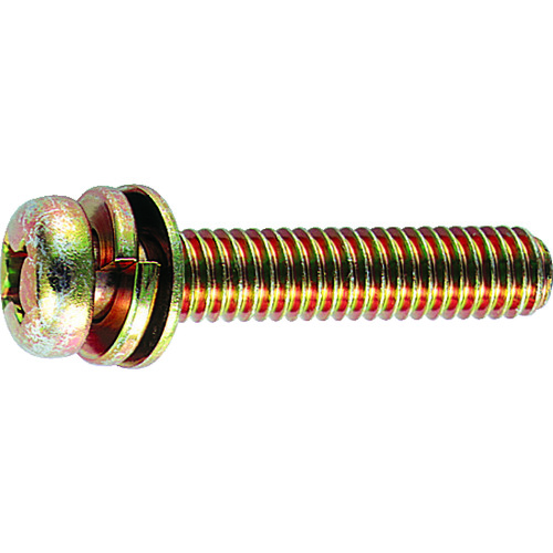 トラスコ中山 TRUSCO ナベ頭座金組込ねじ P=4 クロメート M3×6 180本入 (ばね座金+JIS小形ワッシャー付き)(ご注文単位1パック)【直送品】