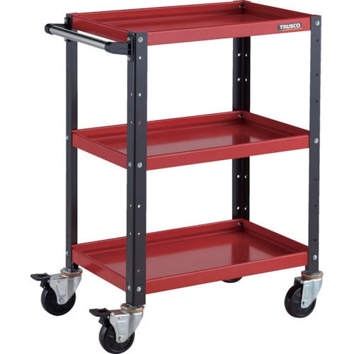 トラスコ中山 TRUSCO ツールワゴン バーディワゴン 600X400XH880 3段 レッド/ブラック(ご注文単位1台)【直送品】