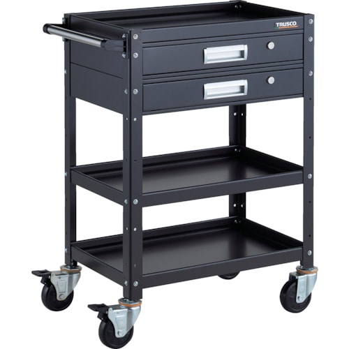 トラスコ中山 TRUSCO ツールワゴン バーディワゴン 600X400 引出2段付 ブラック(ご注文単位1台)【直送品】