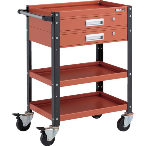 トラスコ中山 TRUSCO ツールワゴン バーディワゴン 600X400 引出2段付 オレンジ/ブラック(ご注文単位1台)【直送品】