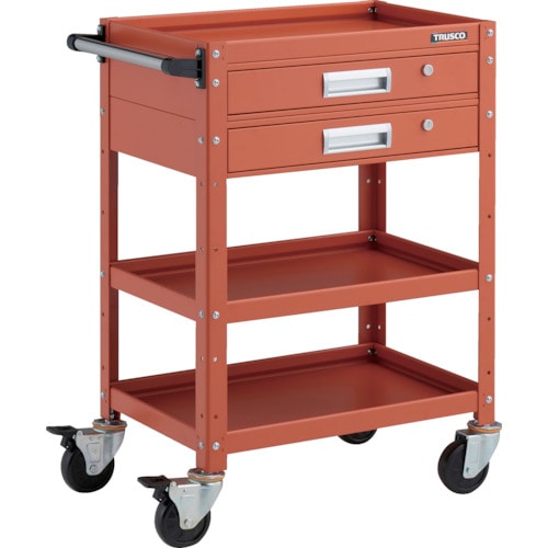 トラスコ中山 TRUSCO ツールワゴン バーディワゴン 600X400 引出2段付 オレンジ(ご注文単位1台)【直送品】