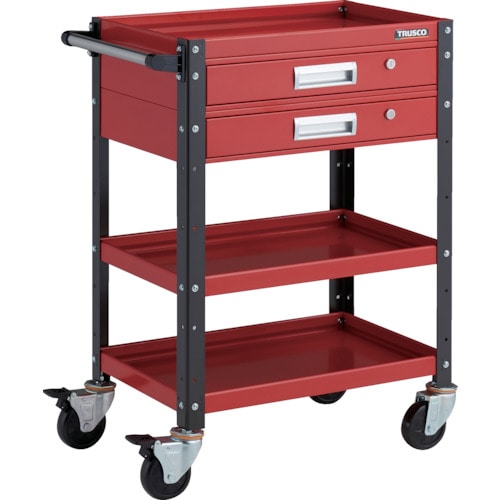トラスコ中山 TRUSCO ツールワゴン バーディワゴン 600X400 引出2段付 レッド/ブラック(ご注文単位1台)【直送品】
