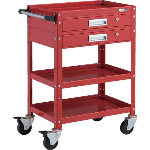 トラスコ中山 TRUSCO ツールワゴン バーディワゴン 600X400 引出2段付 レッド(ご注文単位1台)【直送品】