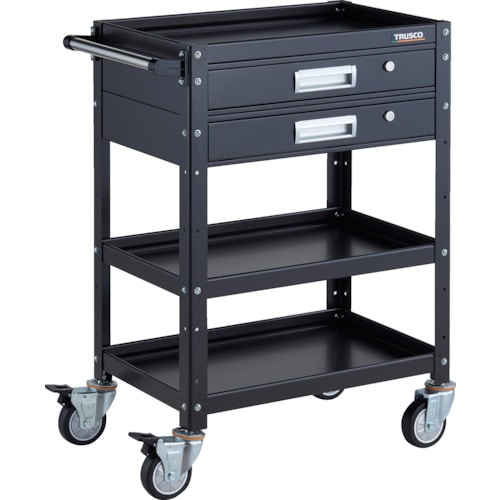 トラスコ中山 TRUSCO ツールワゴン バーディワゴン 600X400 引出2段付 ウレタン車輪 ブラック(ご注文単位1台)【直送品】