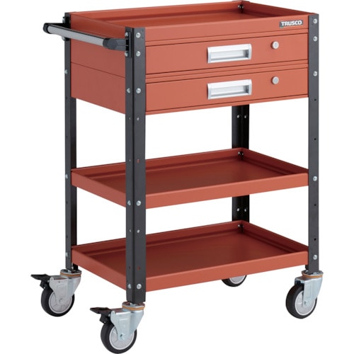 トラスコ中山 TRUSCO ツールワゴン バーディワゴン 600X400 引出2段付 ウレタン車輪 オレンジ/ブラック(ご注文単位1台)【直送品】