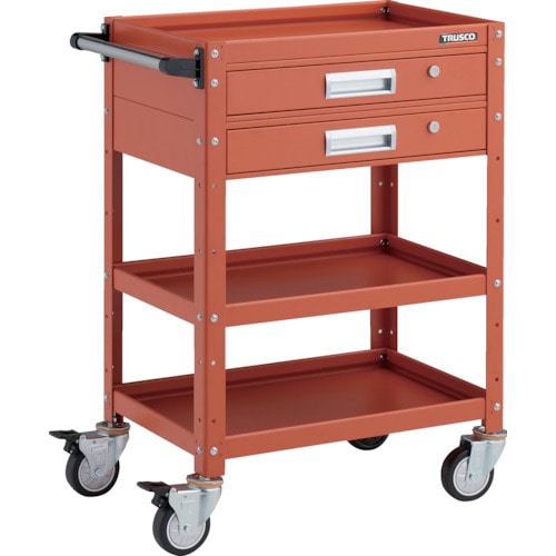 トラスコ中山 TRUSCO ツールワゴン バーディワゴン 600X400 引出2段付 ウレタン車輪 オレンジ(ご注文単位1台)【直送品】