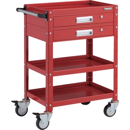 トラスコ中山 TRUSCO ツールワゴン バーディワゴン 600X400 引出2段付 ウレタン車輪 レッド(ご注文単位1台)【直送品】